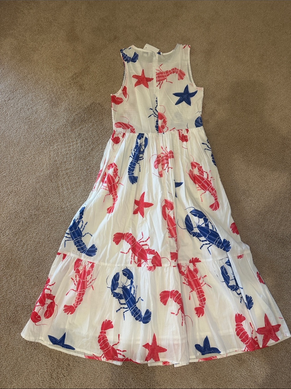 J. Crew White Dress with Red Lobster & Blue Print - Picture 7 of 7